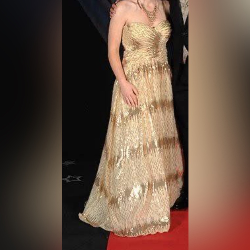 Elegant Gold and Champagne Evening Gown